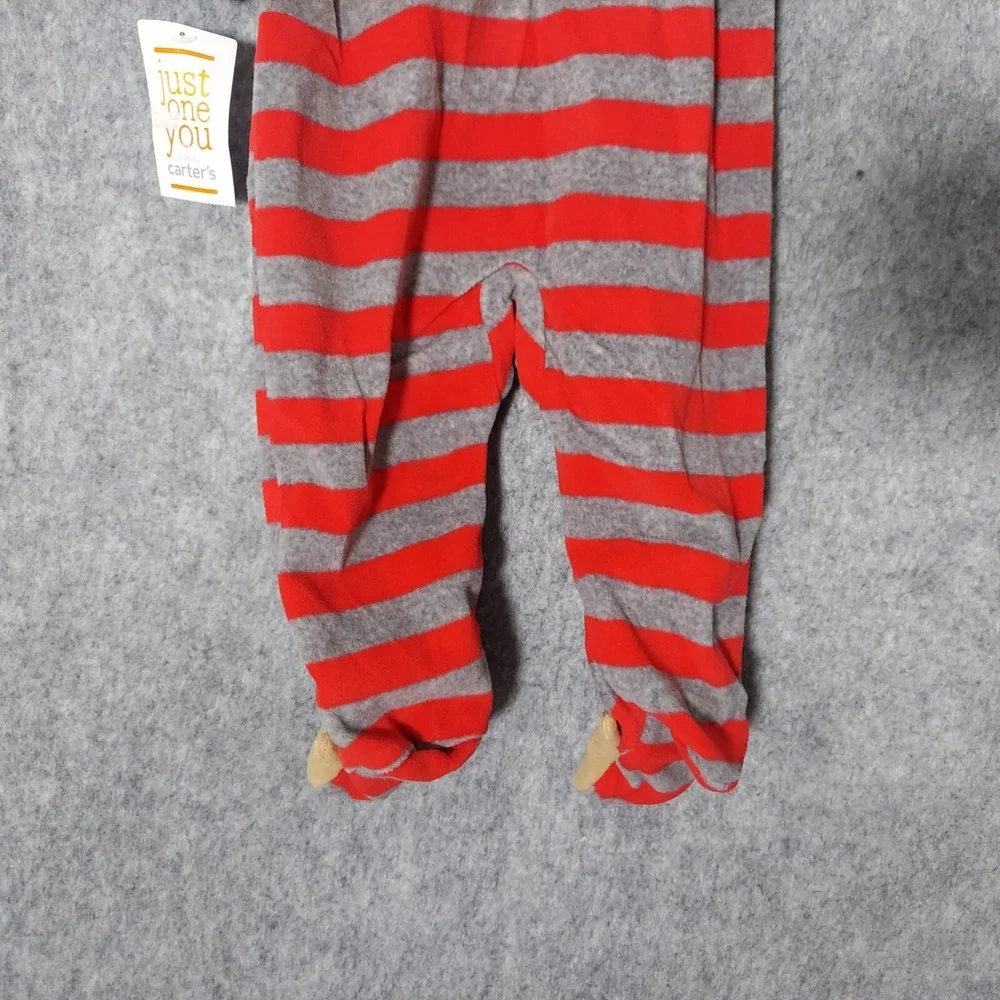 Carters One Piece 9M Embroidery Christmas Reindeer Footie Blanket Sleeper Stripe